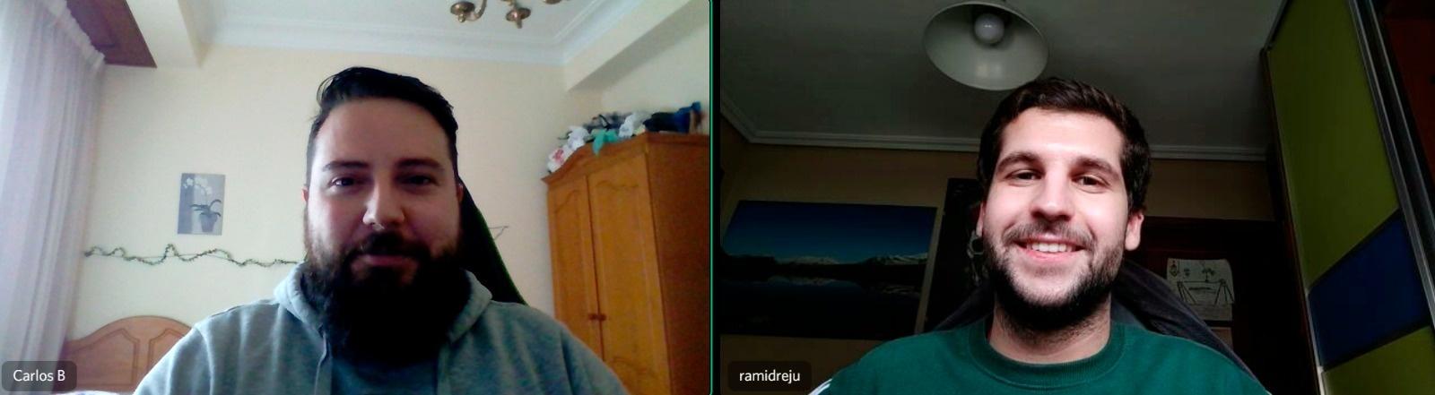 Carlos Balado y Pablo García en una videoconferencia. Fuente: UDC