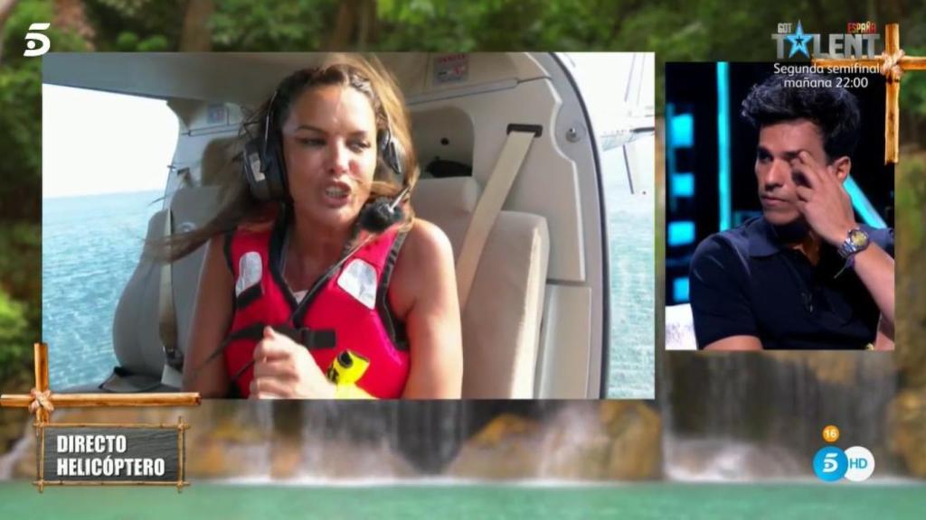 Marta López explicándole a Jorge Javier lo de los calcetines de Casademunt.