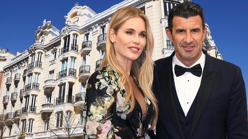 Luis Figo y Helen Svedin, en un montaje de Jaleos.