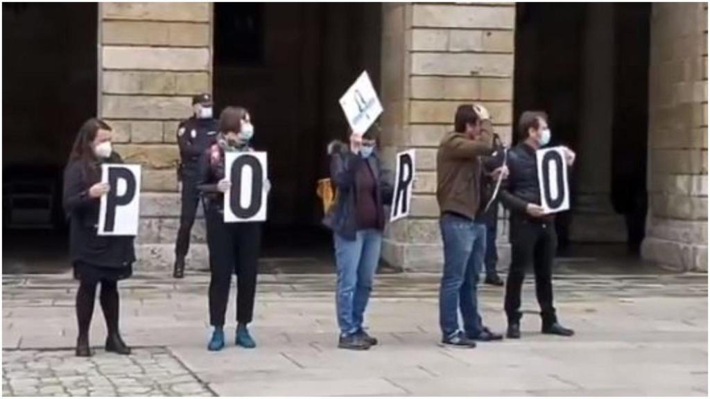 Protesta de Marea Atlántica en el Obradoiro.