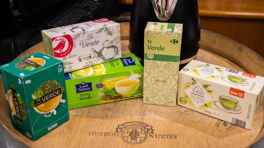 Los cinco tés verdes de los supermercados testados en la cata.