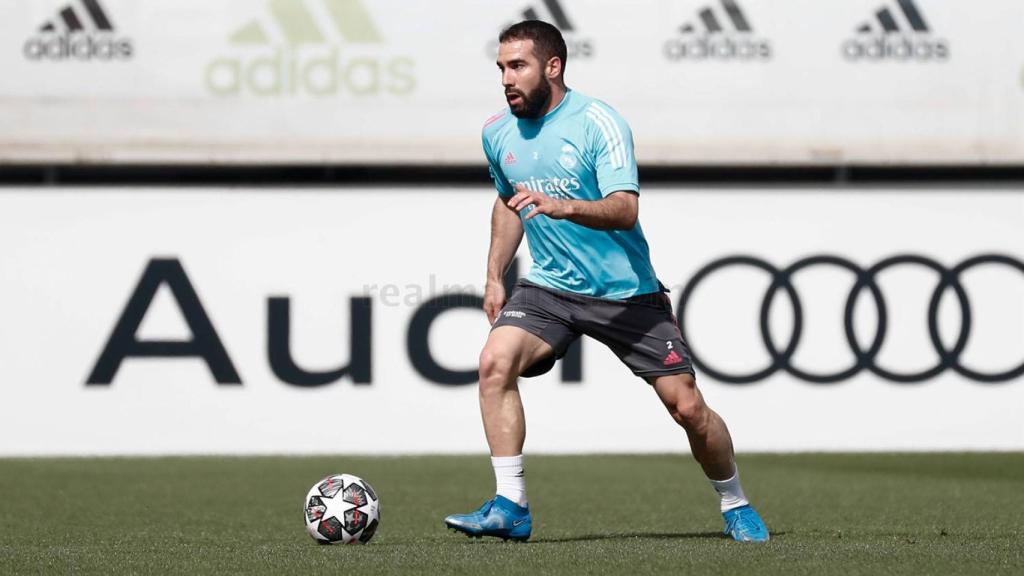 Dani Carvajal, durante un entrenamiento del Real Madrid