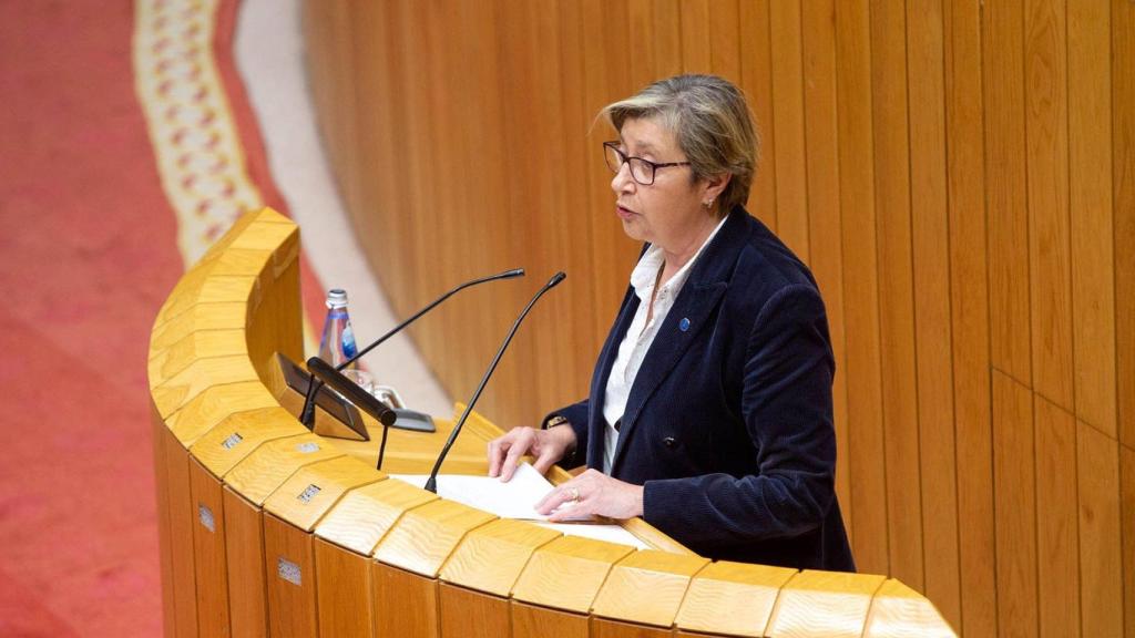 La conselleira do Mar, Rosa Quintana, en una comparecencia en el Parlamento de Galicia.