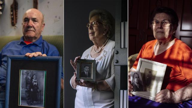 Paco Gomada, Anastasia Tsakos y Josefa Vandenbossche, tres hijos de brigadistas internacionales, asentados en Albacete.
