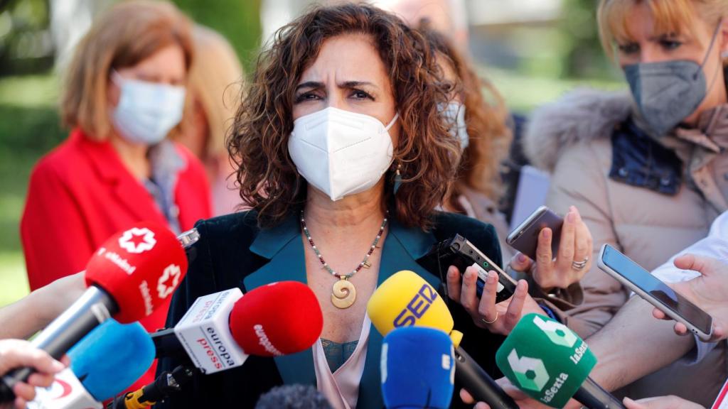 María Jesús Montero, durante sus declaraciones de este lunes.