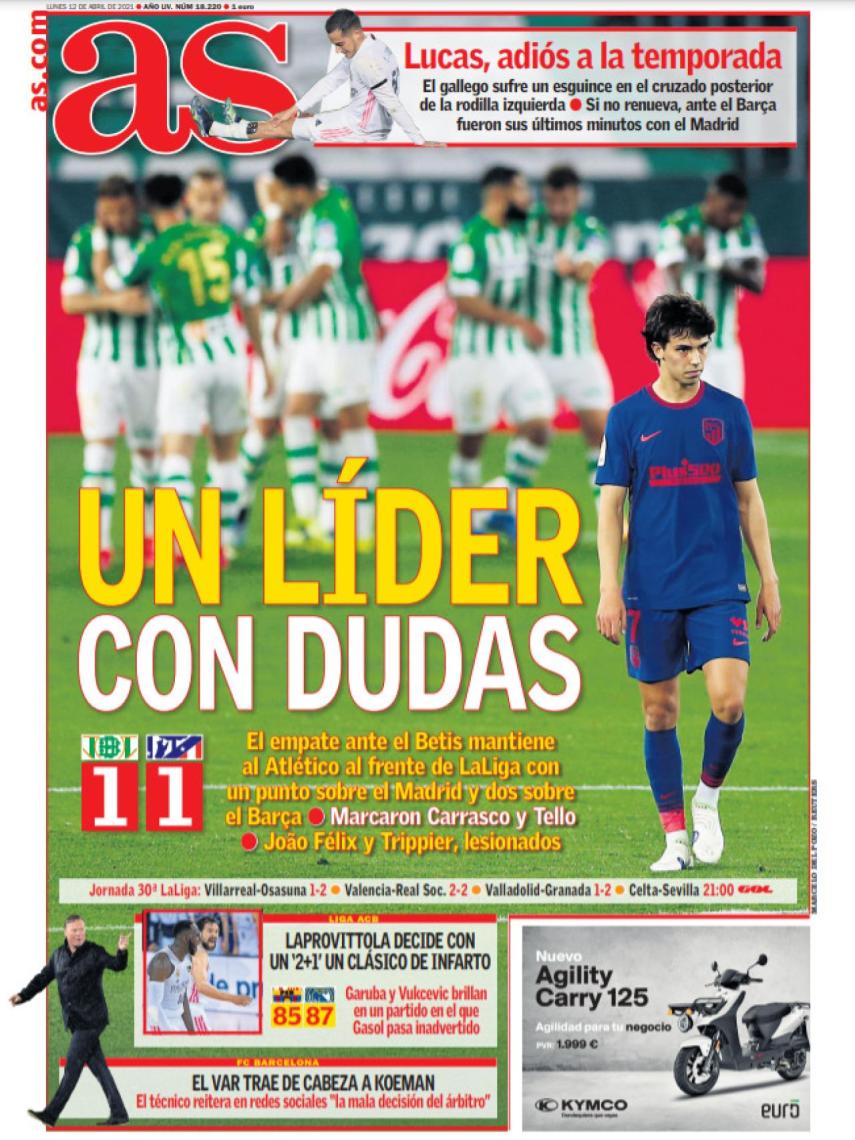 La portada del diario AS (12/04/2021)