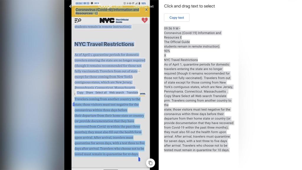 Capacidad de copiar texto de una imagen.
