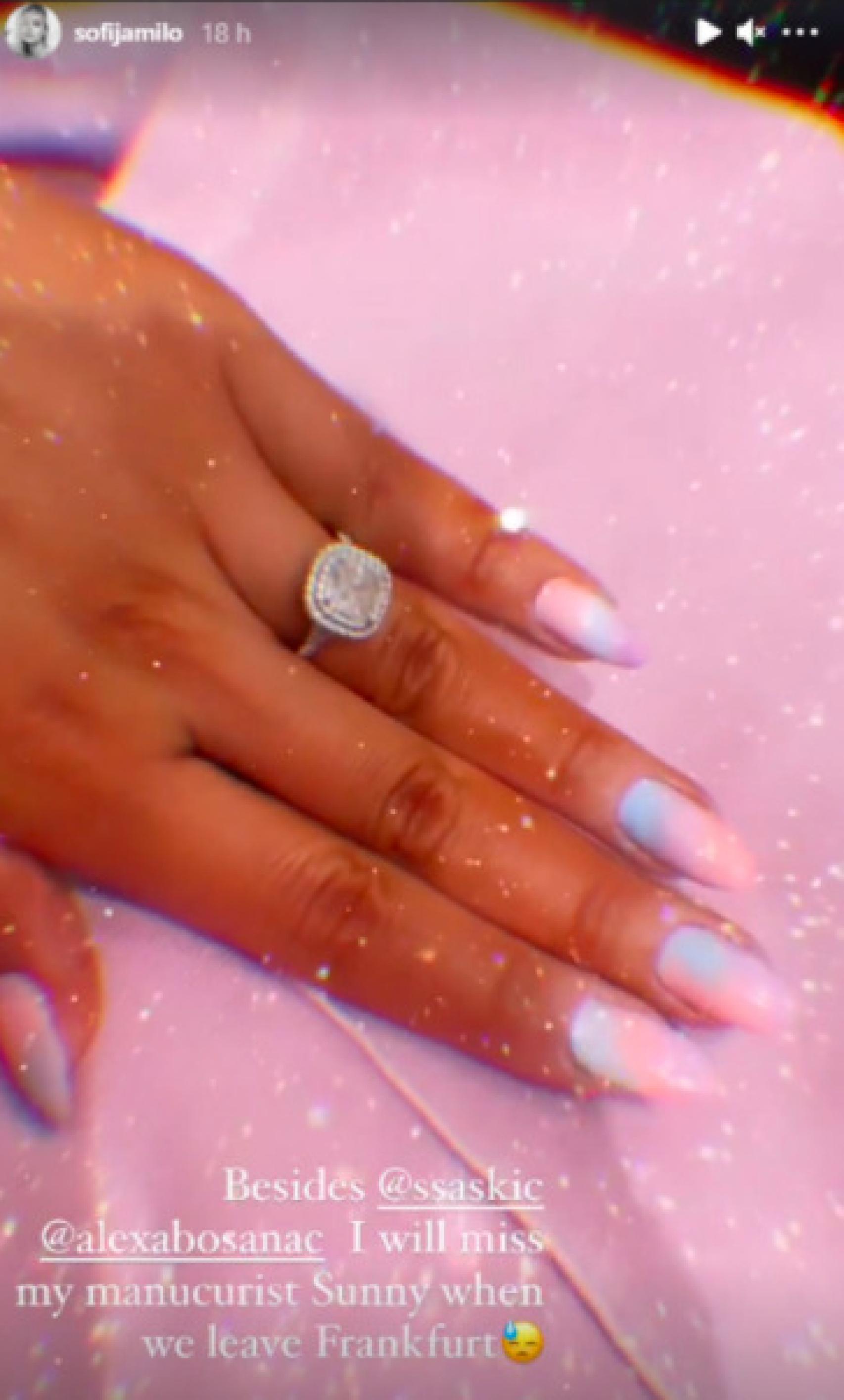 El mensaje de la novia de Jovic en Instagram