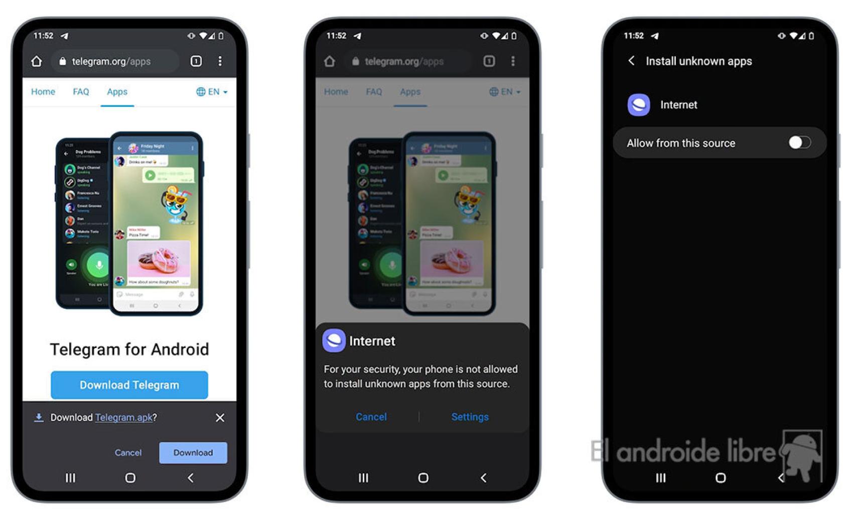 Cómo instalar APK de Telegram