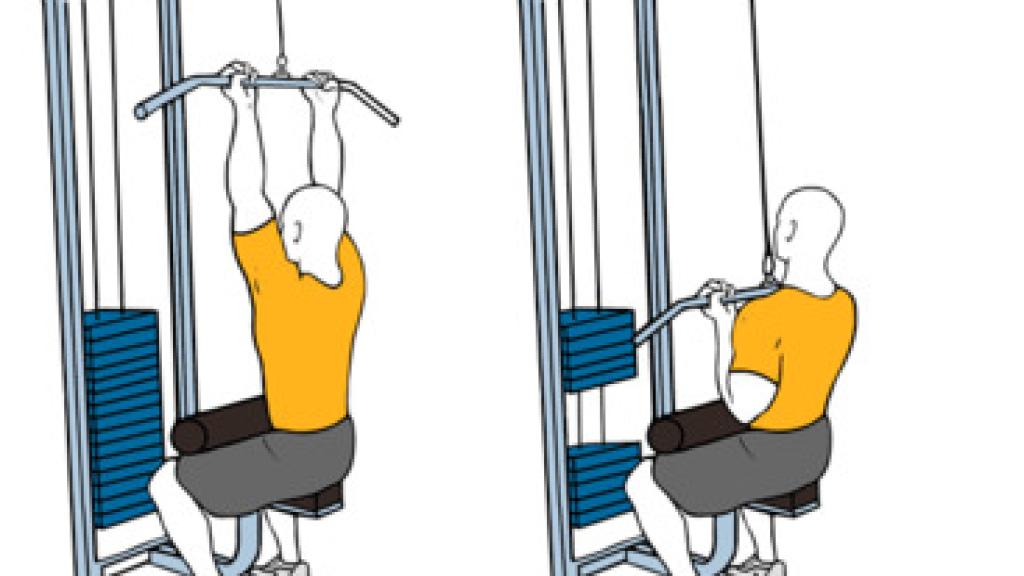 Jalón polea alta con agarre estrecho supino