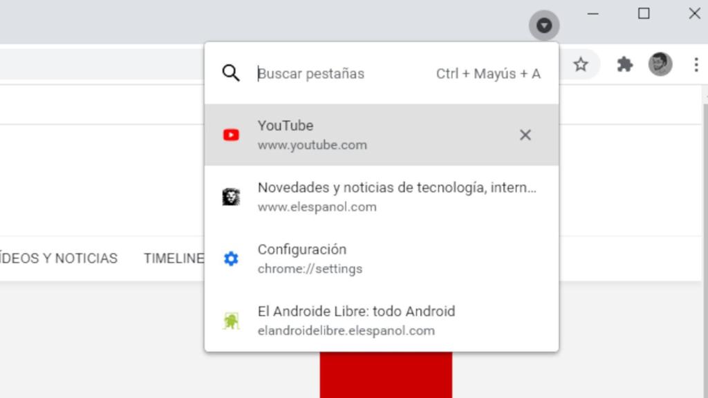 Nuevo buscador de pestañas de Chrome