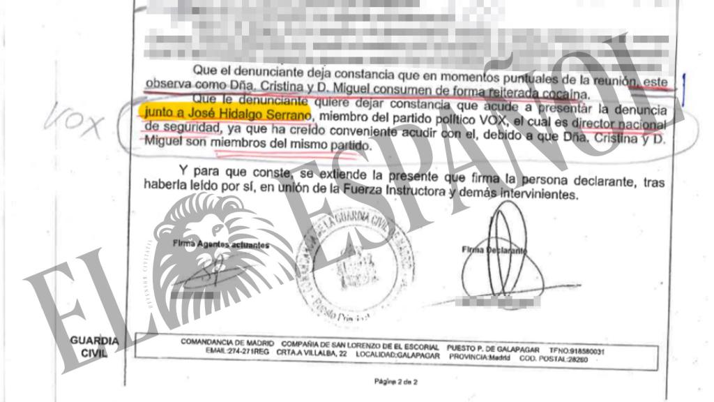 Testimonio de Loic en el atestado de la Guardia Civil