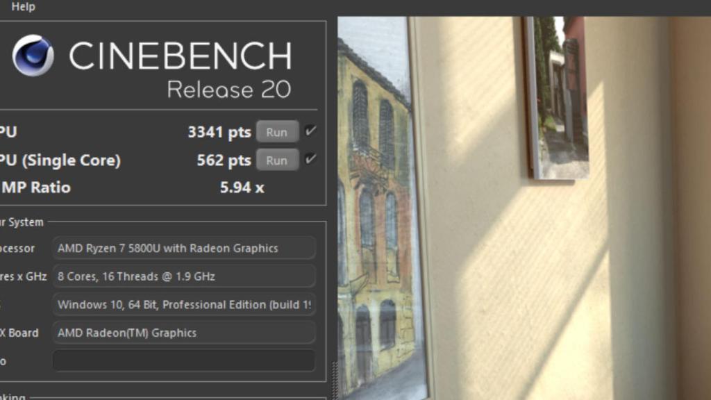Prueba de Cinebench R20 con el Asus ZenBook 13 OLED