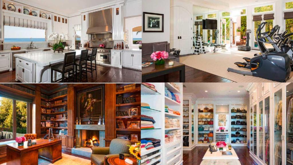 'Collage' con varias de las estancias de la mansión donde crecieron las hoy modelos de éxito.