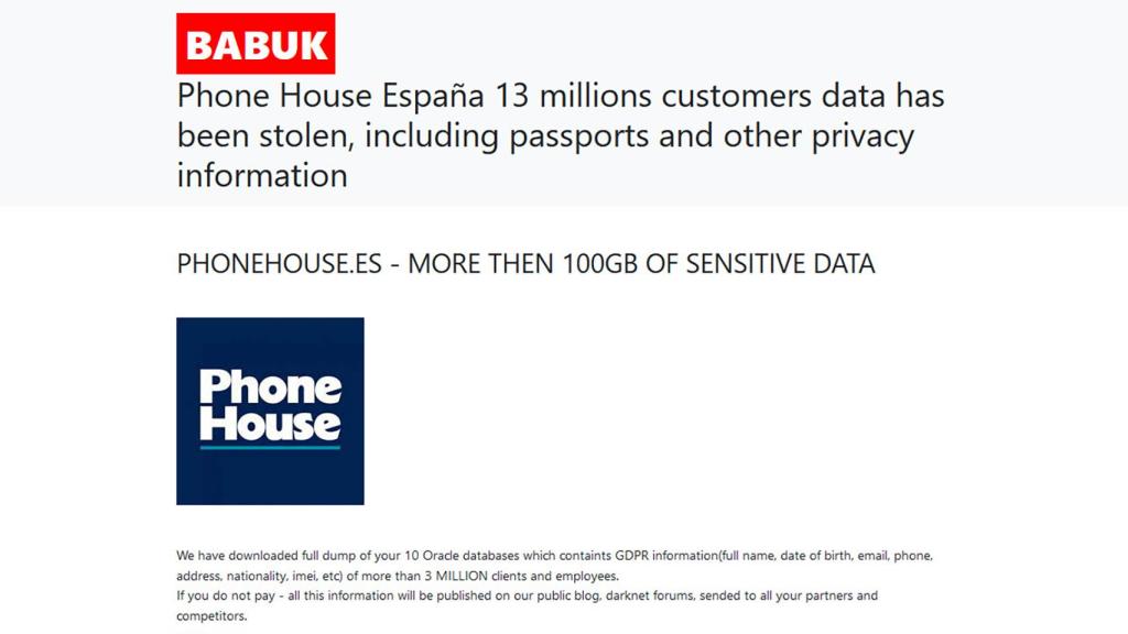 Parte del mensaje difundido por los hackers.