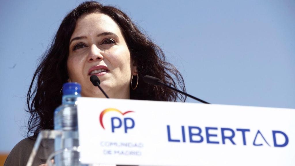 Isabel Díaz Ayuso, en un mitin en Las Rozas.
