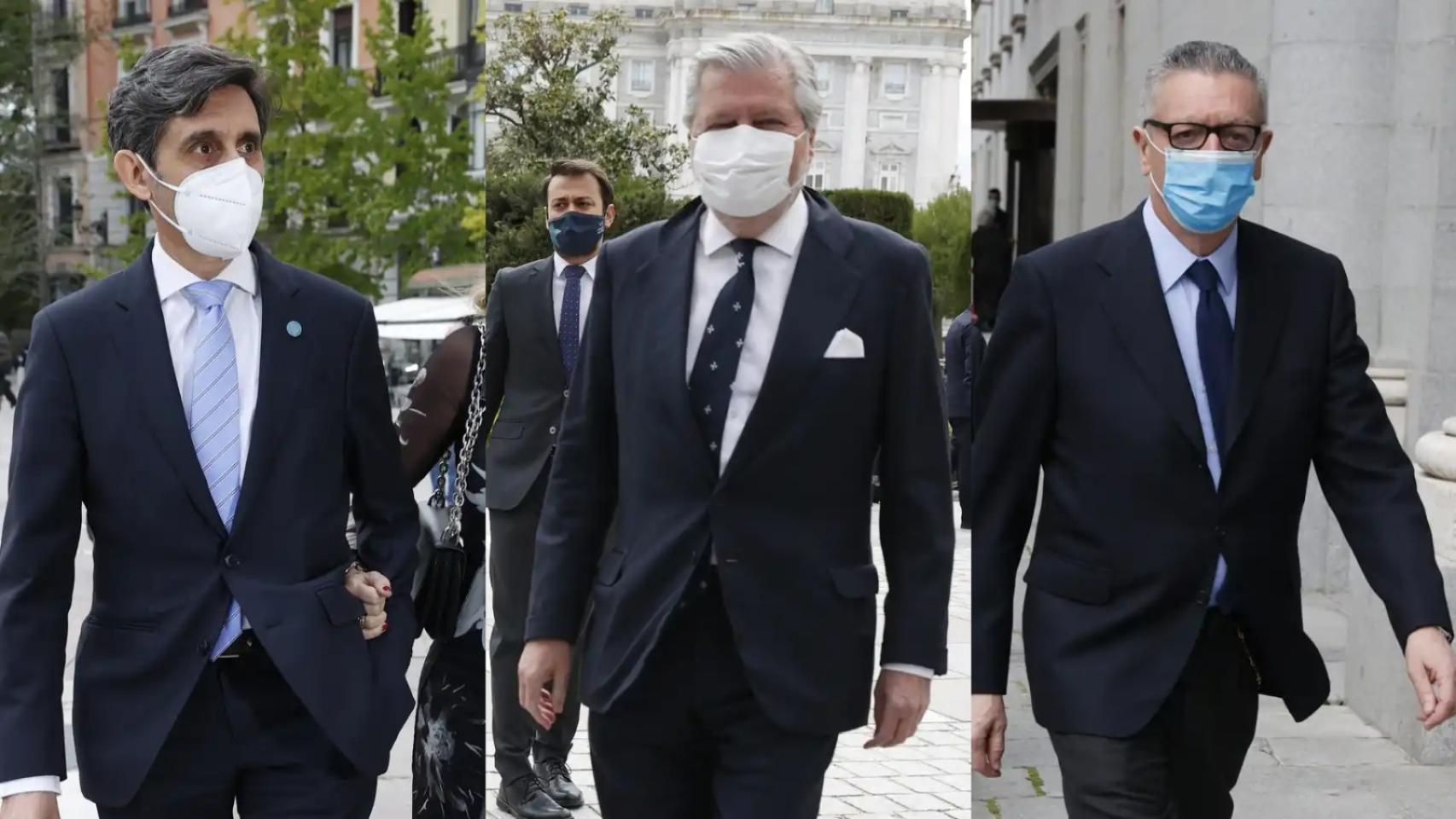 José María Álvarez Pallete, Íñigo Méndez de Vigo y Alberto Ruiz-Gallardón en un montaje de JALEOS.