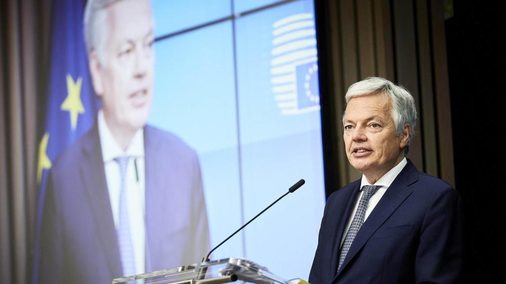 El comisario de Justicia, Didier Reynders, durante la rueda de prensa de este martes
