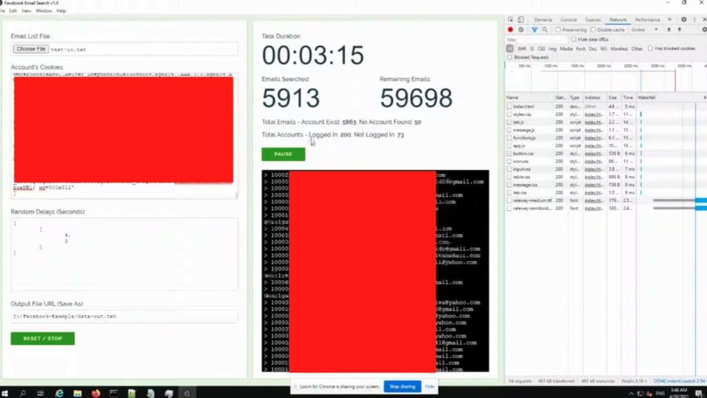 Herramienta capaz de obtener correos de usuarios de Facebook
