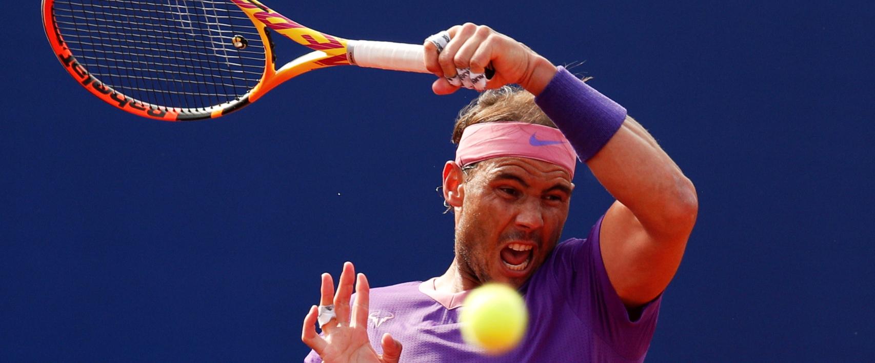 Rafa Nadal, en el partido ante Kei Nishikori en el Torneo Conde de Godó de 2021