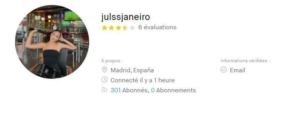 El perfil de Vinted de Julia Janeiro.