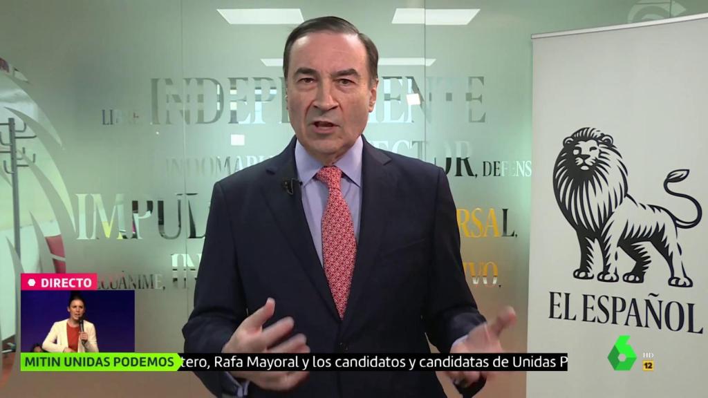 El director de EL ESPAÑOL, Pedro J. Ramírez, durante su intervención en La Sexta.