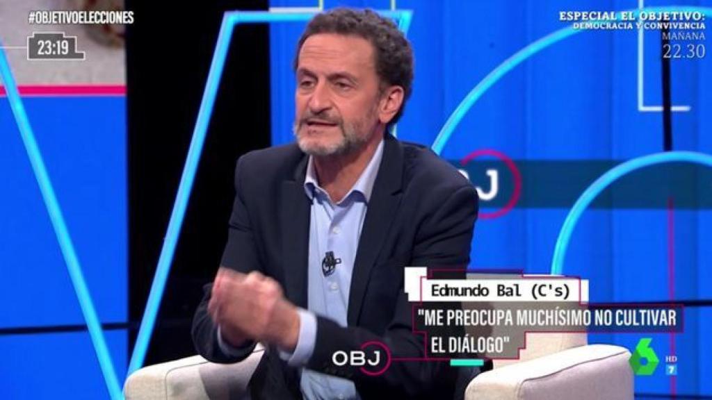 Edmundo Bal, durante su intervención en el programa 'El objetivo' de La Sexta.