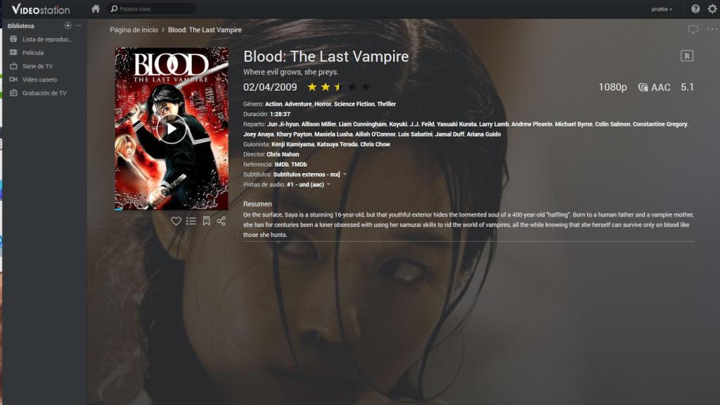 Video Station de Synology obtiene los datos de nuestras películas