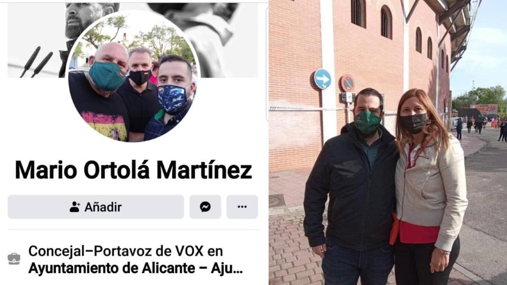 El portavoz de Vox en Alicante, Mario Ortolá, junto a Mónica Llorente Krúger,  concejal de San Sebastián de los Reyes, el sábado.