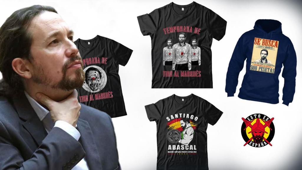 Los distintos diseños de la web Esto es España contra Pablo Iglesias.