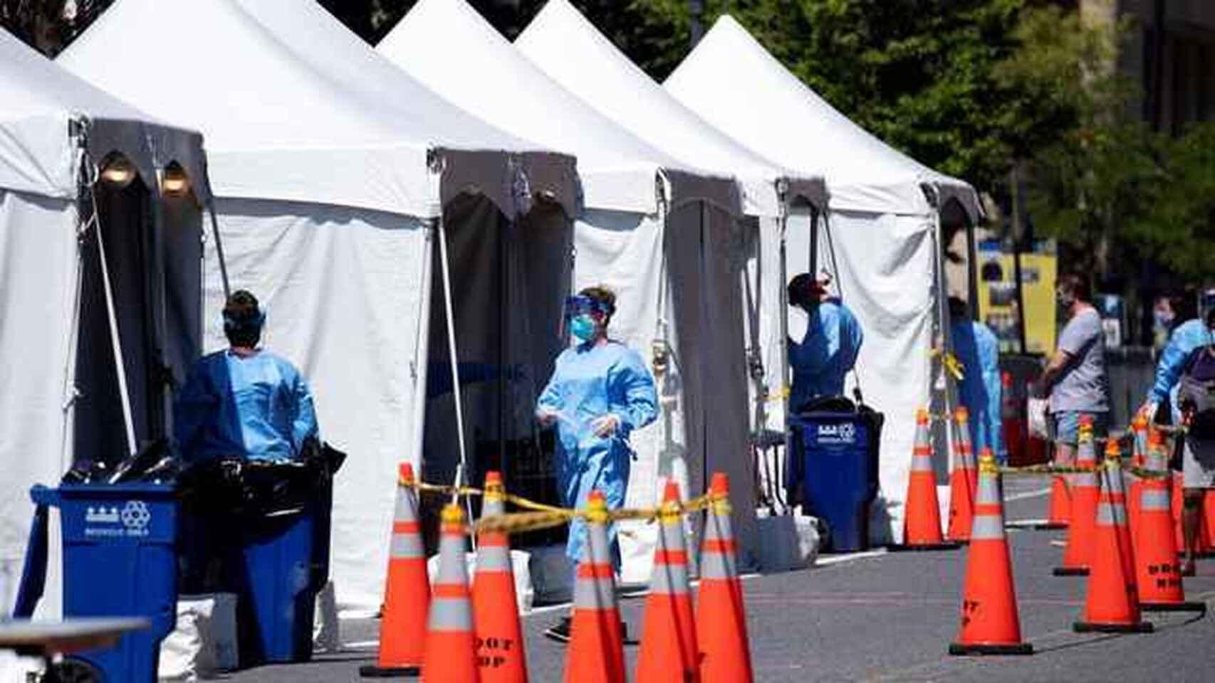 Puestos para hacerse tests de coronavirus.