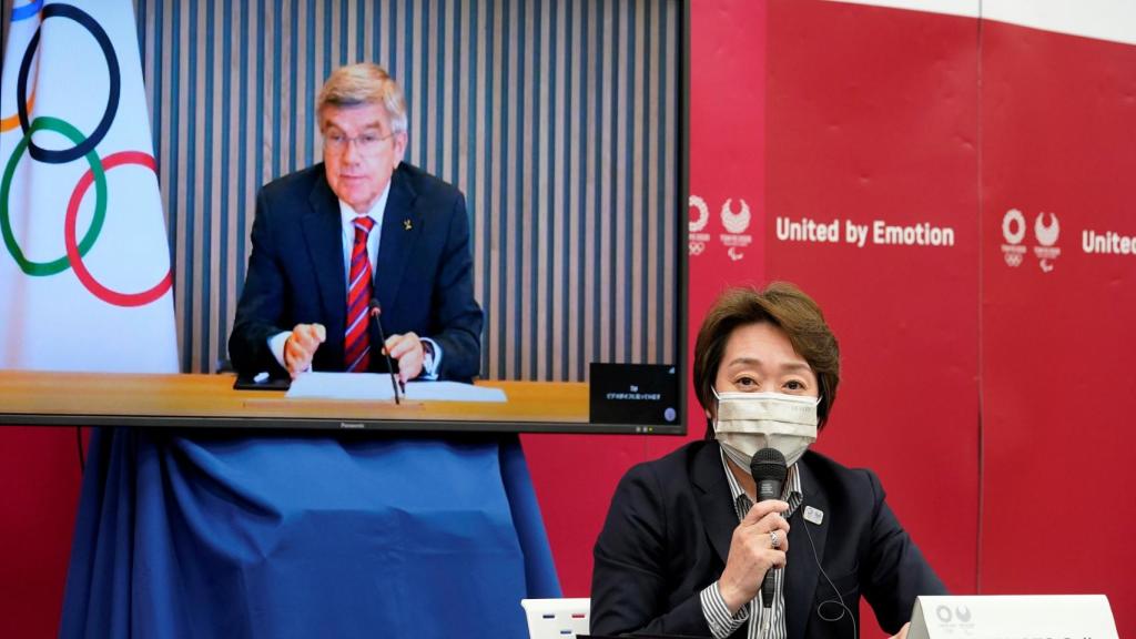 Thomas Bach en una videoconferencia del COI