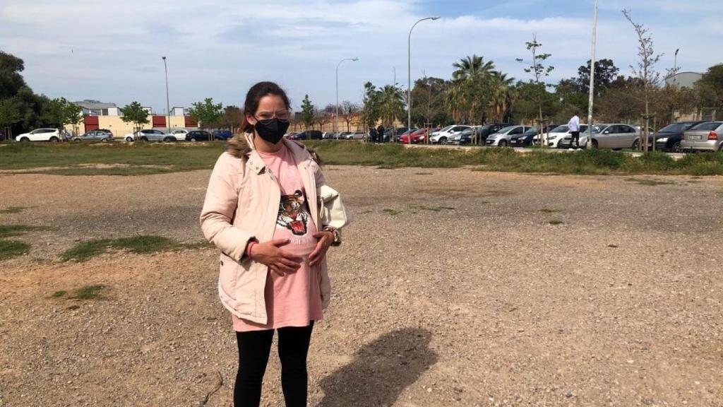 María Teresa T. M., poco antes de dar a luz. EE