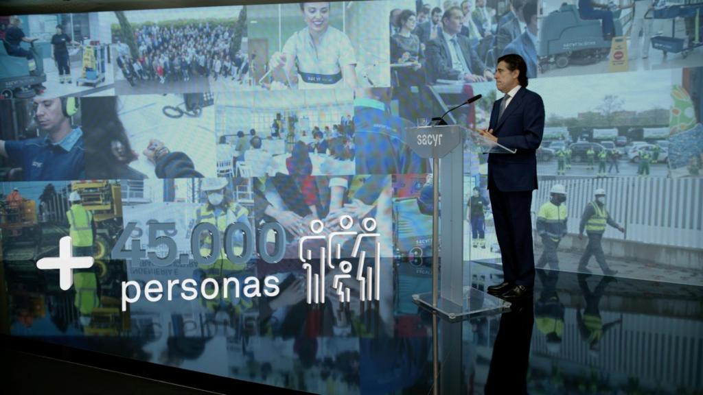 Imagen del presidente de Sacyr, Manuel Manrique, durante la Junta General de Accionistas 2021.