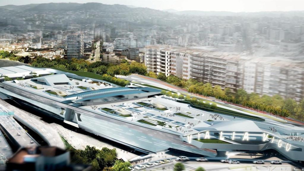 Vista aérea del proyecto Vialia Vigo.