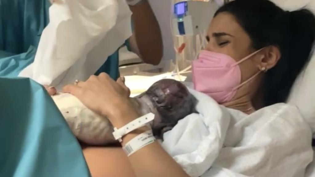 Triana, en el momento del nacimiento de su hijo.