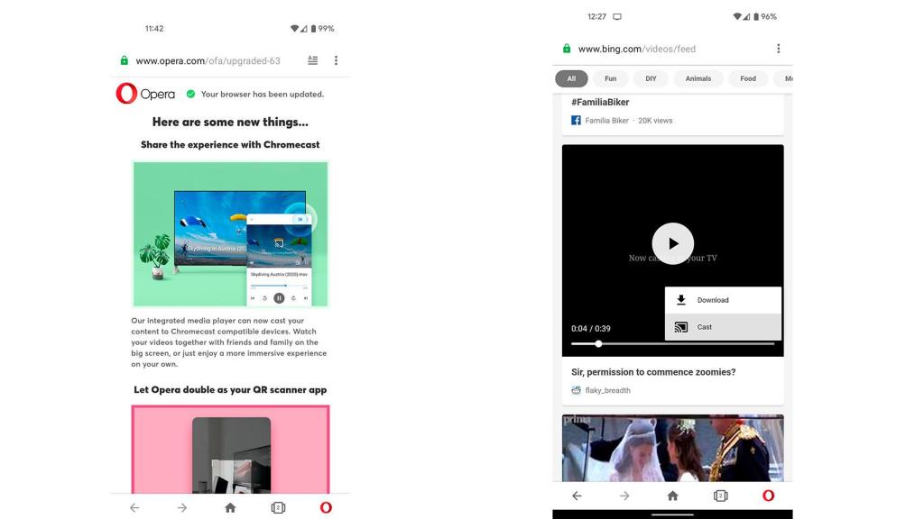 Envío de contenido a través de Opera para Android