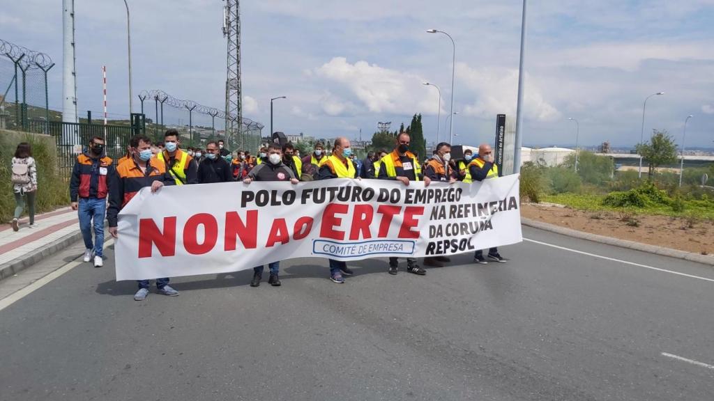 Protestas en la refinería.