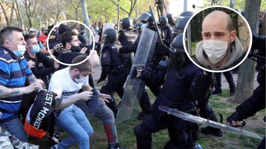 Marcado en la imagen, Daniel J.J., detenido por los altercados de Vallecas. Arriba a la derecha, su hermano, Iñaki Jiménez.