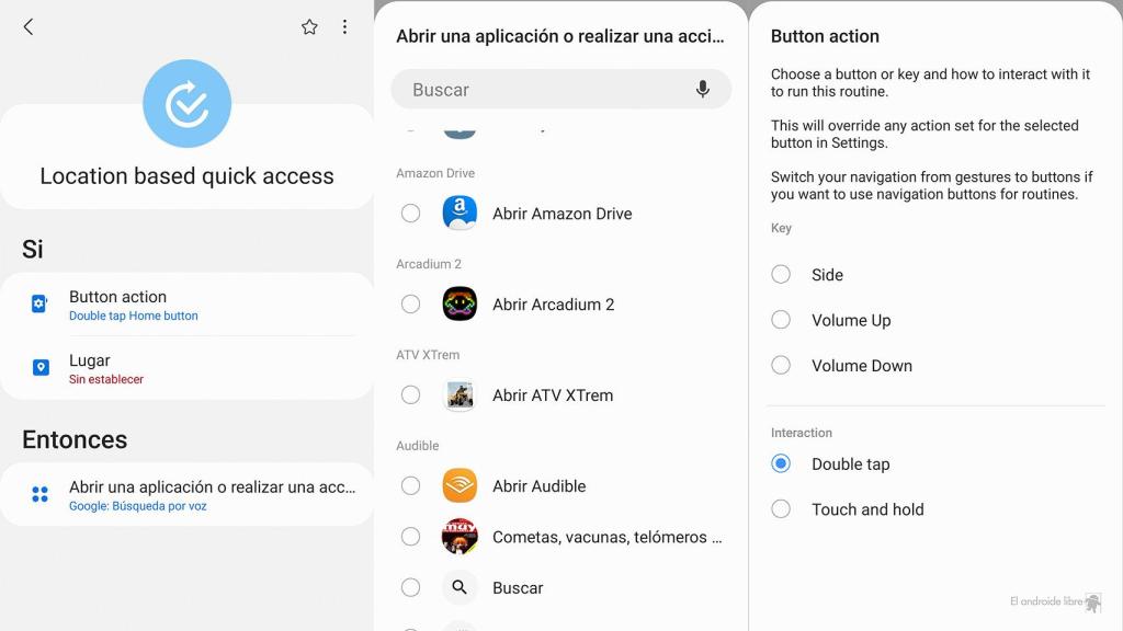 Rutina de acceso según localización