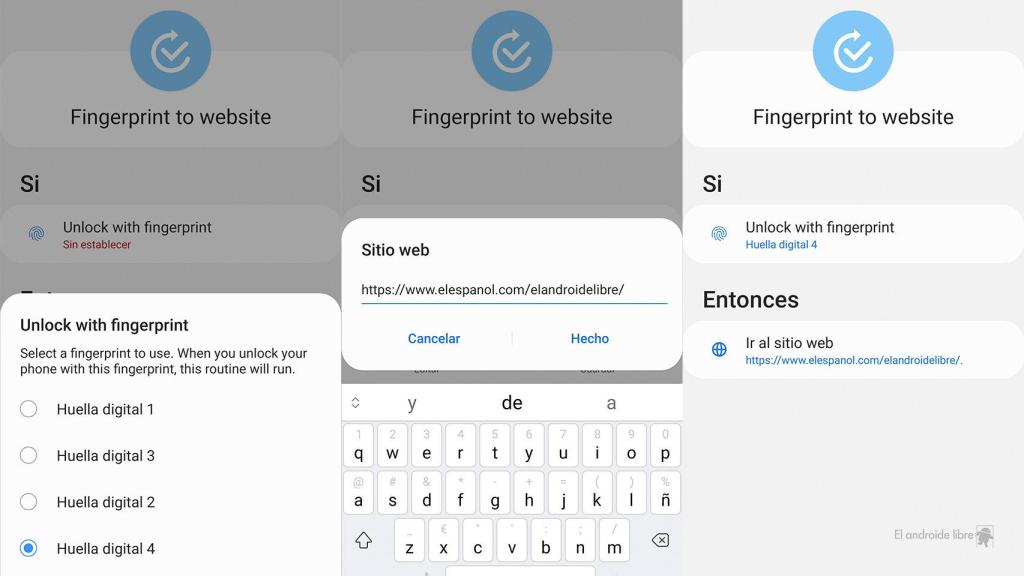 Configurando huella en Rutinas Bixby