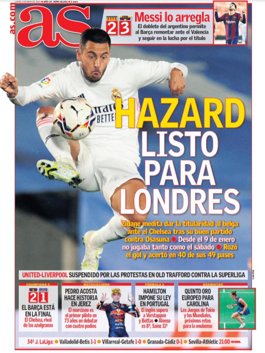 La portada del diario AS (03/05/2021)