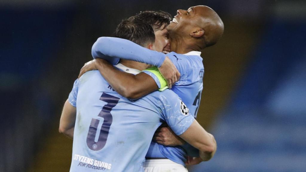 Los jugadores del Manchester City celebran el pase a la final de la Champions League 2020/2021