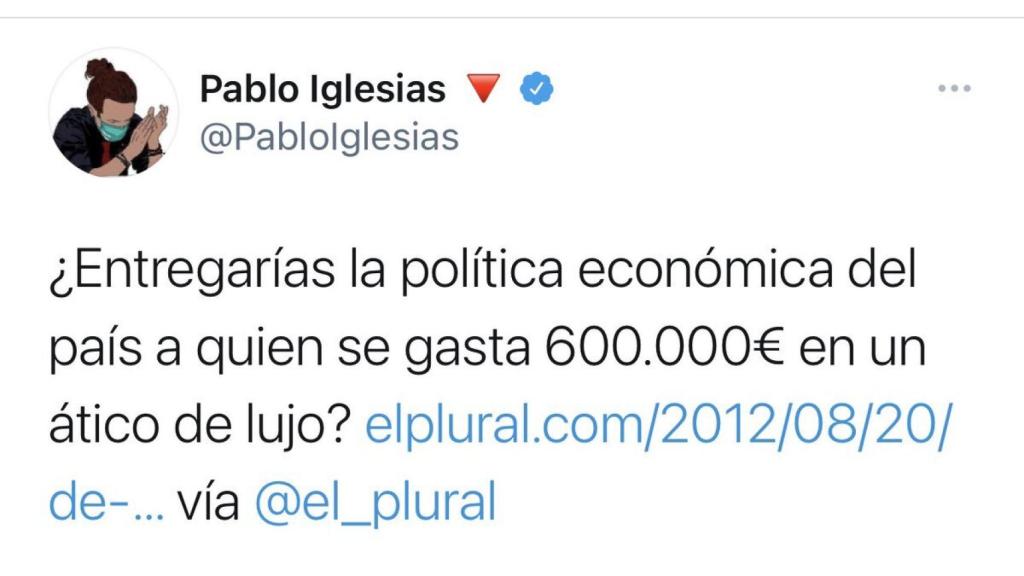 Iglesias, sobre el ático de Luis de Guindos.