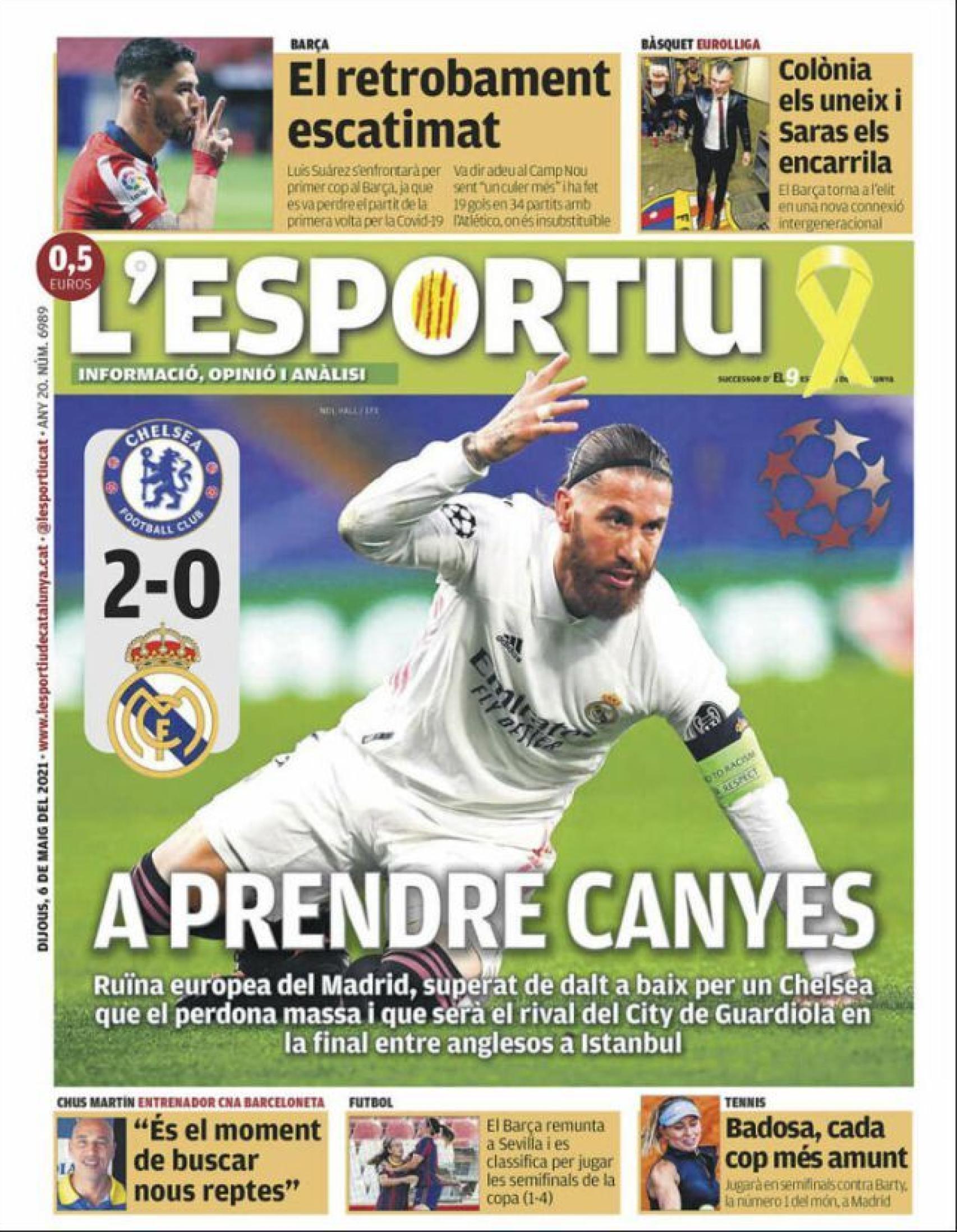 La portada del diario L'Esportiu