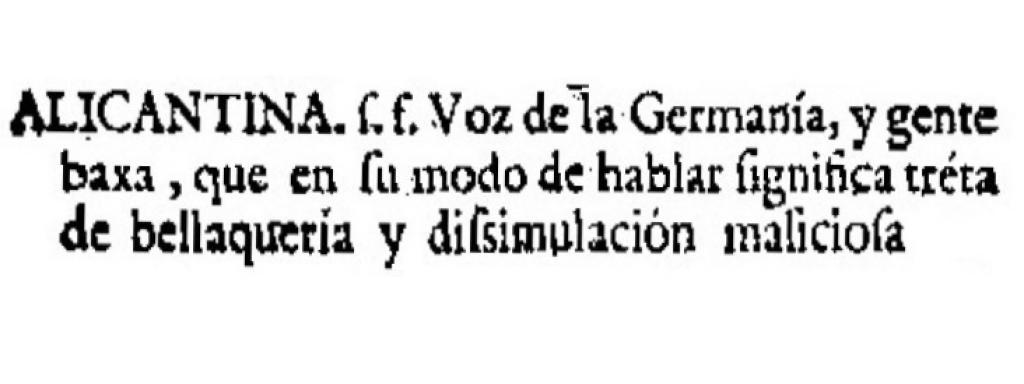 Alicantina según el Diccionario de Autoridades.