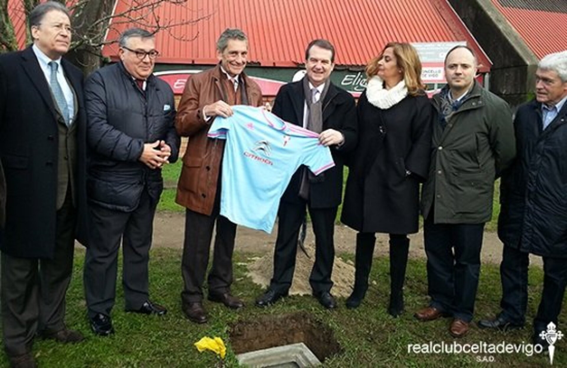 Abel Caballero y Carlos Mouriño, en la colocación de la primera piedra de la reforma de Balaídos