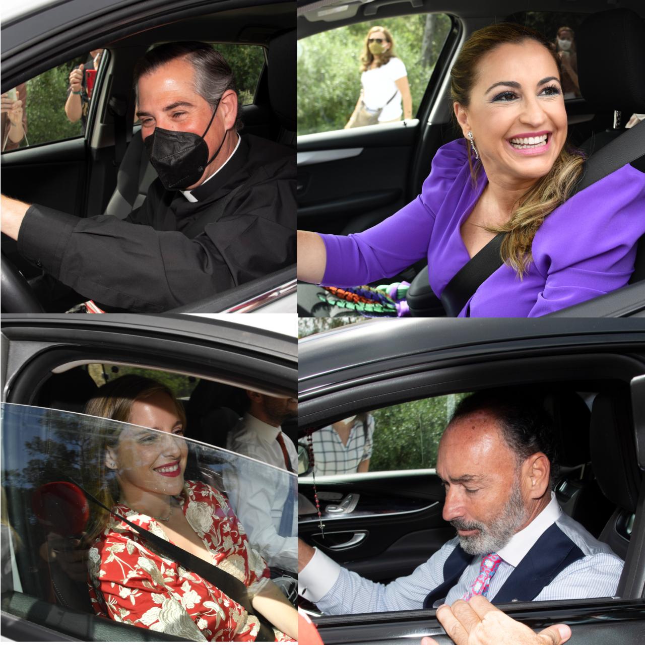 El párraco y algunos de los invitados a su llegada a la capilla.