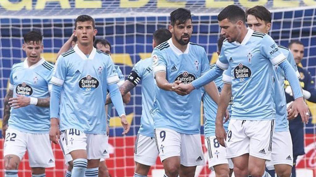 Los jugadores del Celta de Vigo celebran un gol ante el Villarreal