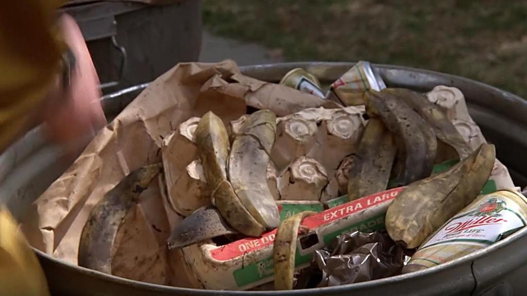 Momento en el que 'Doc' utiliza basura para hacer funcionar el DeLorean.